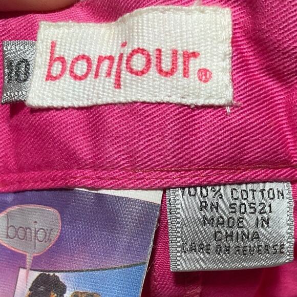 Vintage 80s Cotton Pleated Midi Skirt Button Front High Rise Pink NEW Womens 2/4 - Picture 7 of 9